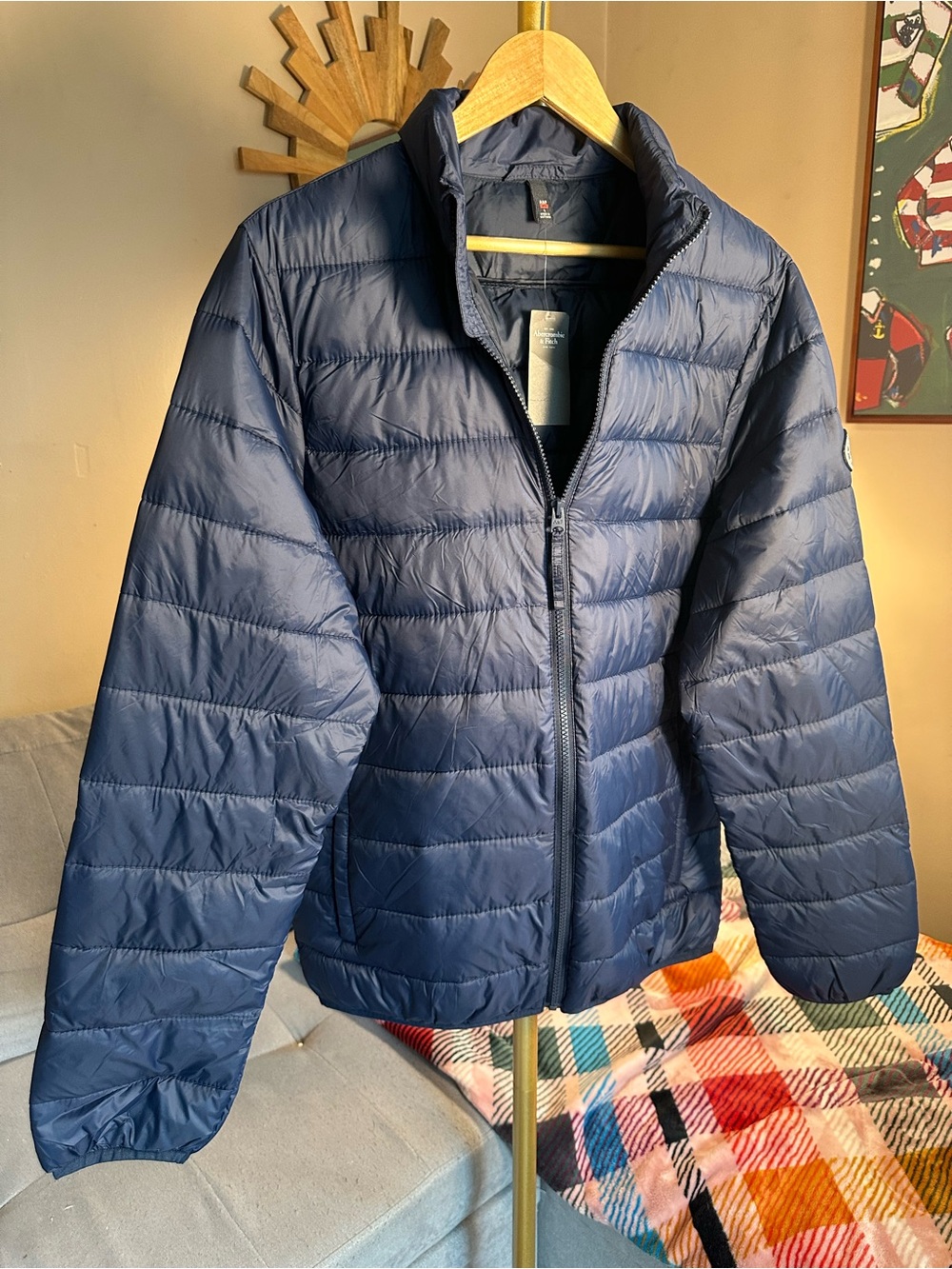Abercrombie & Fitch Navy Blue Lightweight Puffer Jacket